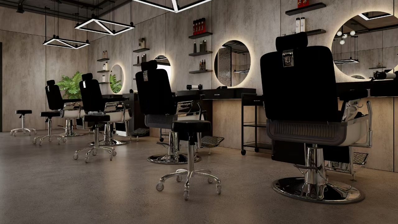 Industrial style barber salon
